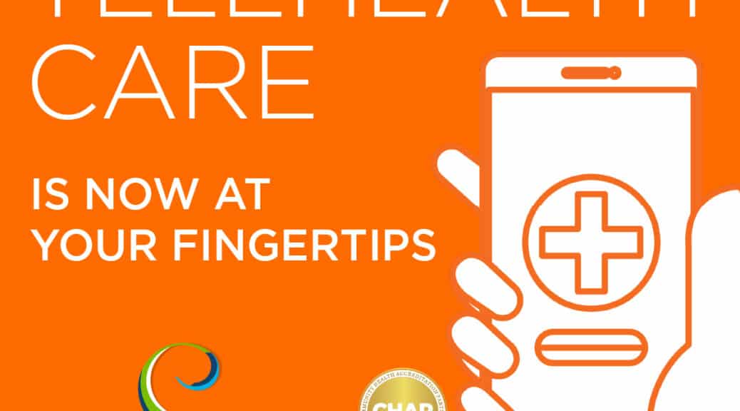 outlined graphic of hand holding cell phone with healthcare symbol